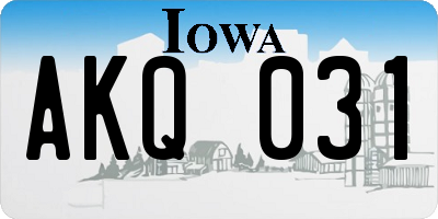 IA license plate AKQ031
