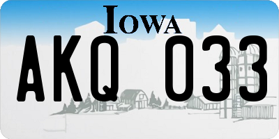 IA license plate AKQ033