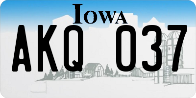 IA license plate AKQ037