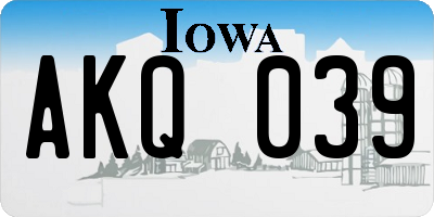 IA license plate AKQ039