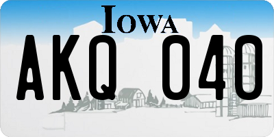 IA license plate AKQ040