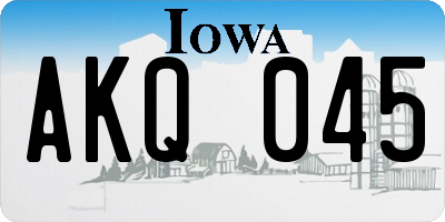 IA license plate AKQ045