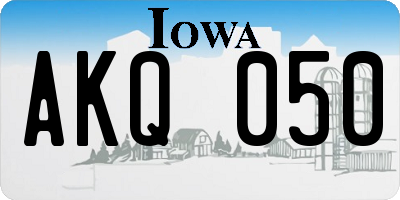 IA license plate AKQ050