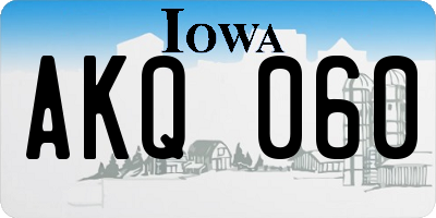 IA license plate AKQ060