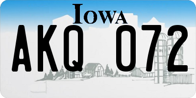 IA license plate AKQ072