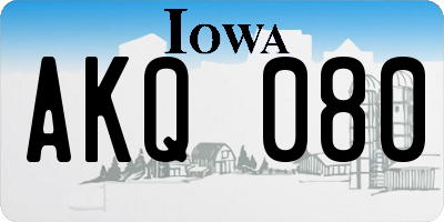 IA license plate AKQ080