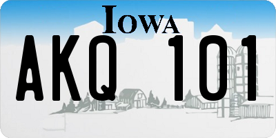 IA license plate AKQ101