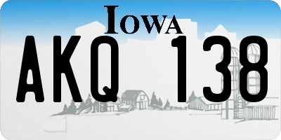 IA license plate AKQ138