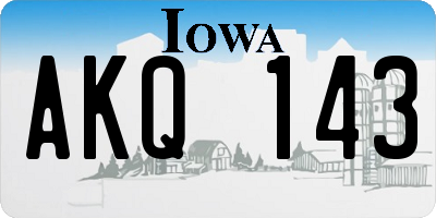 IA license plate AKQ143