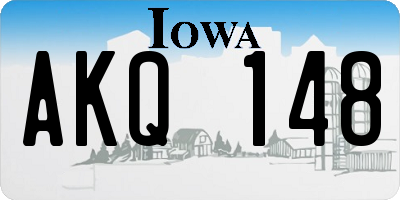 IA license plate AKQ148