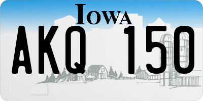IA license plate AKQ150
