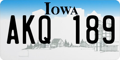 IA license plate AKQ189
