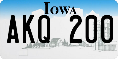 IA license plate AKQ200
