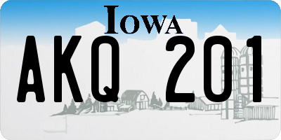 IA license plate AKQ201
