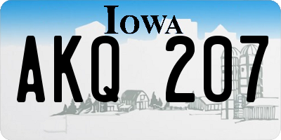 IA license plate AKQ207