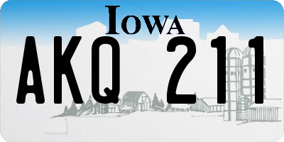 IA license plate AKQ211