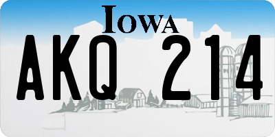 IA license plate AKQ214