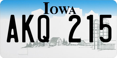 IA license plate AKQ215