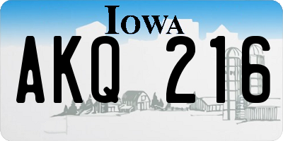 IA license plate AKQ216