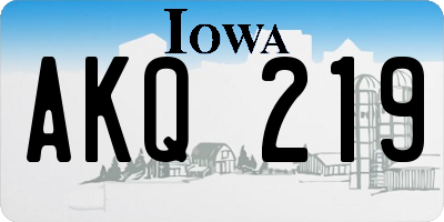 IA license plate AKQ219