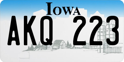 IA license plate AKQ223