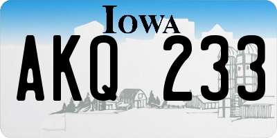 IA license plate AKQ233
