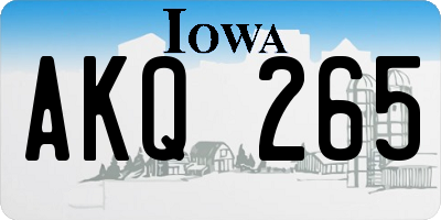 IA license plate AKQ265