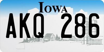 IA license plate AKQ286