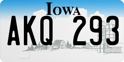 IA license plate AKQ293