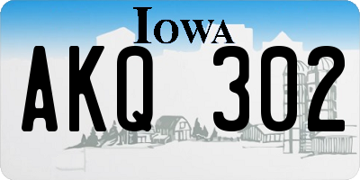 IA license plate AKQ302