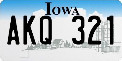 IA license plate AKQ321