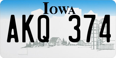 IA license plate AKQ374
