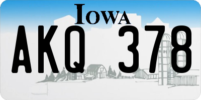 IA license plate AKQ378