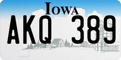 IA license plate AKQ389