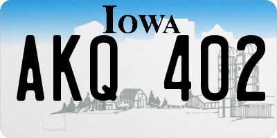 IA license plate AKQ402