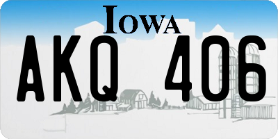 IA license plate AKQ406