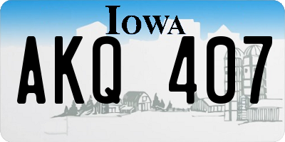 IA license plate AKQ407