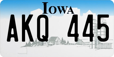 IA license plate AKQ445