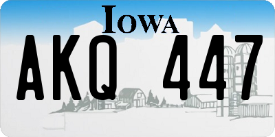 IA license plate AKQ447