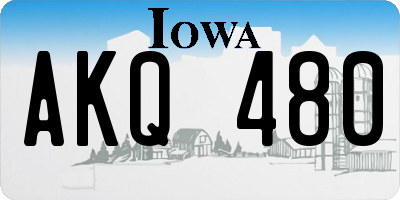 IA license plate AKQ480