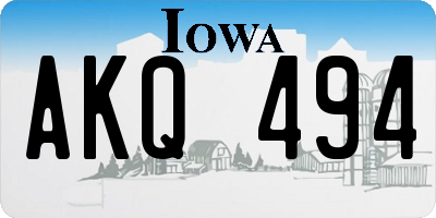 IA license plate AKQ494