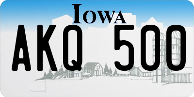IA license plate AKQ500