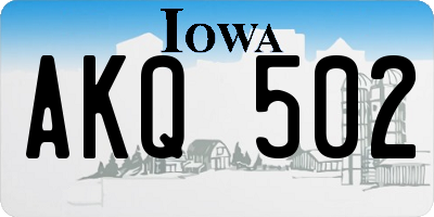 IA license plate AKQ502