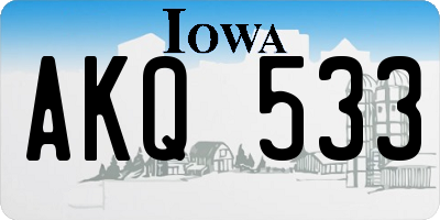 IA license plate AKQ533