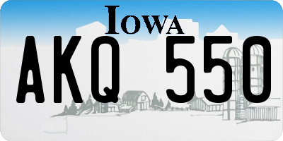 IA license plate AKQ550
