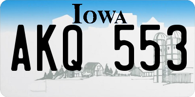 IA license plate AKQ553