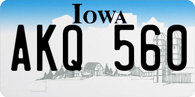 IA license plate AKQ560