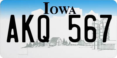 IA license plate AKQ567