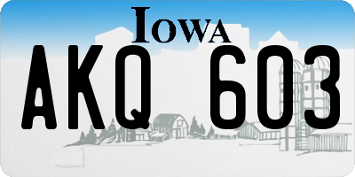 IA license plate AKQ603