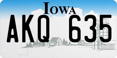 IA license plate AKQ635